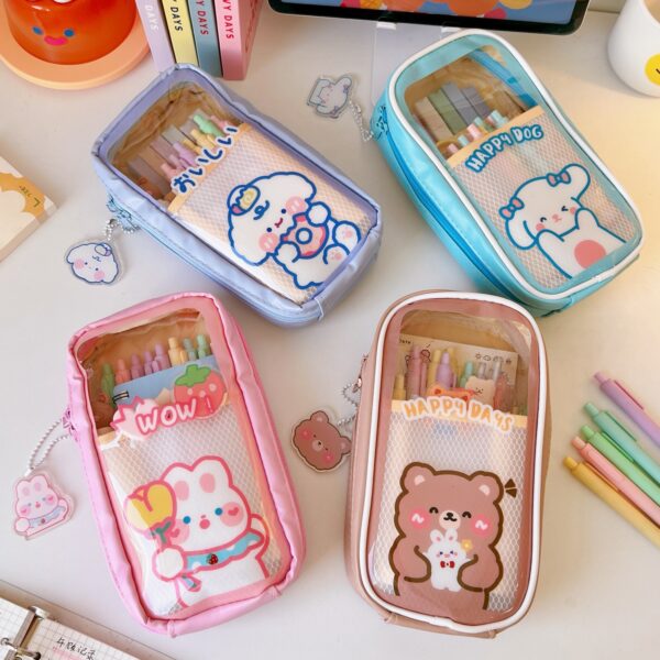 Estojo fofo  kawaii com divisórias Impermeável