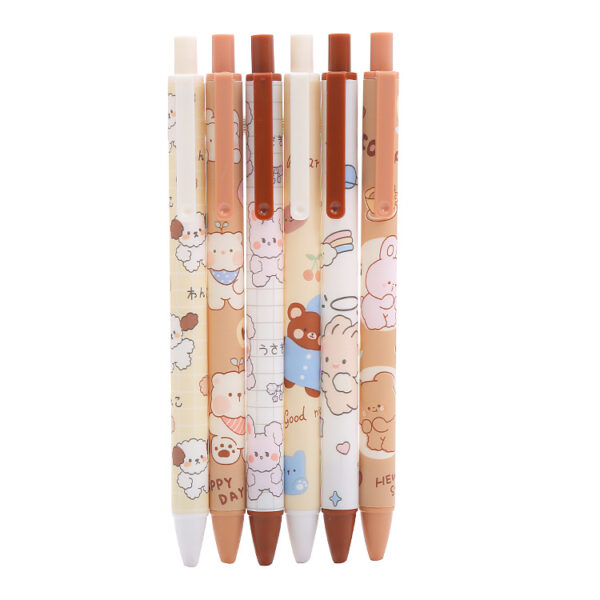 Caneta Kawaii estampada ursinho retrátil