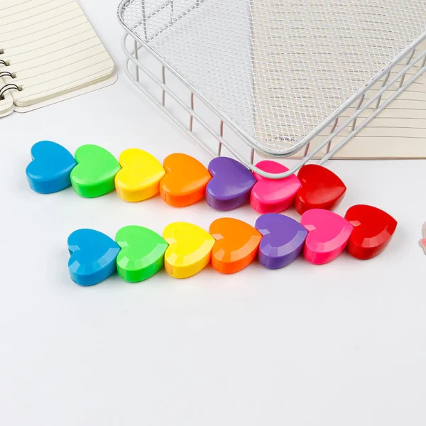 Kit Mini marca texto coração com 6 corações kawaii