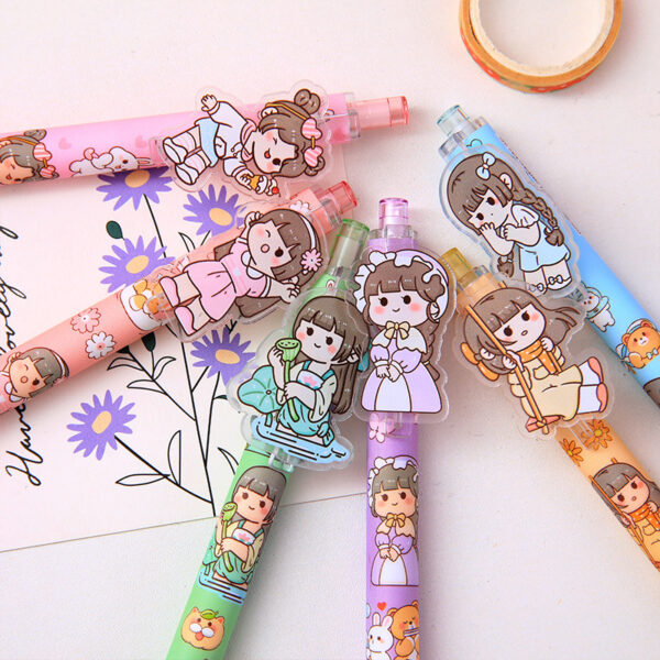 Canetas em gel meninas kawaii retrátil