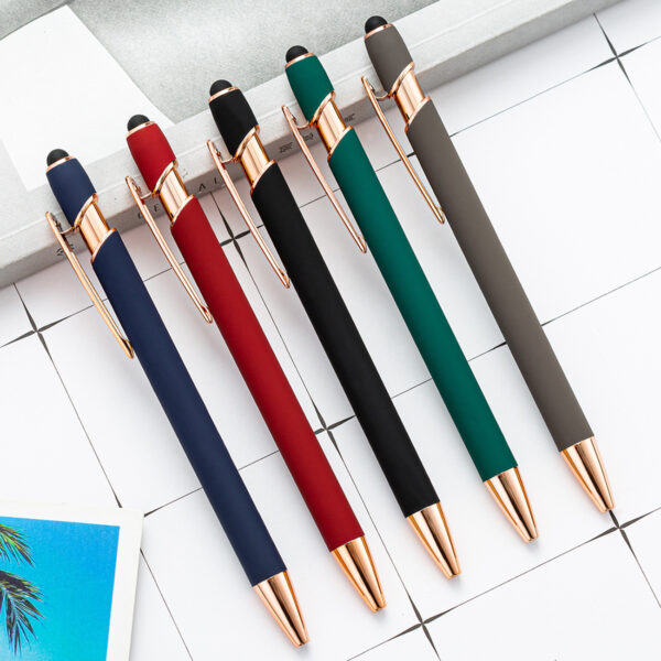 Caneta touch com grip na cor dourada