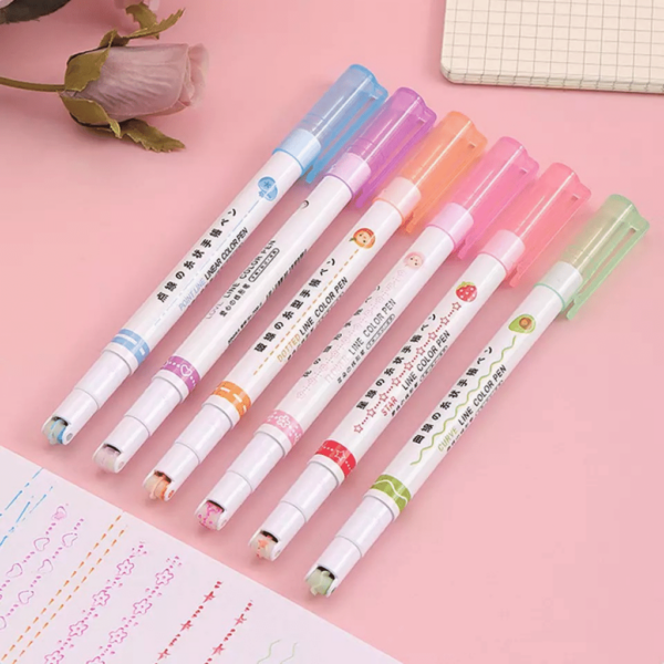 Carimbo Roller Marca Texto Estampado Estojo 6 Cores