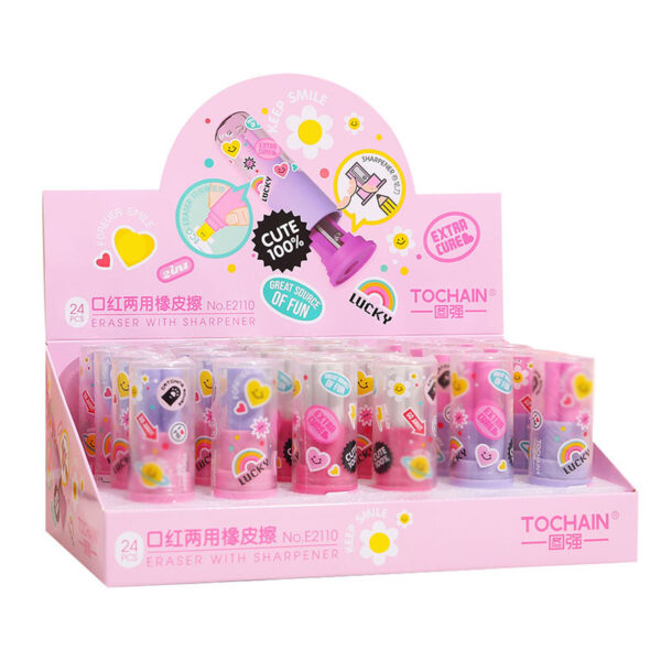 Borracha e Apontador Batom Lipstick Kawaii