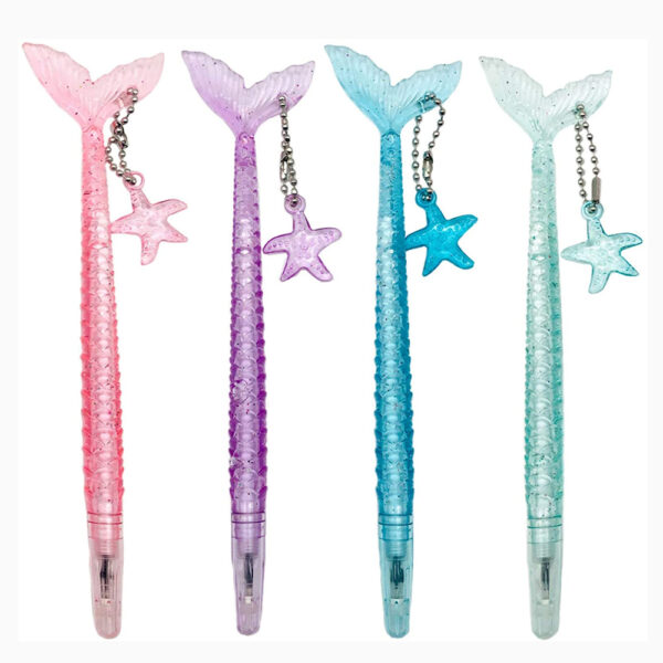 Caneta Sereia Glitter com pingente Estrela