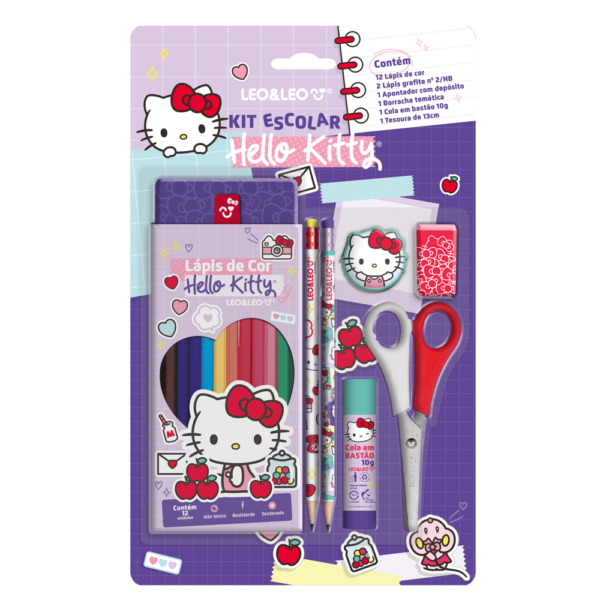 Kit Escolar Divertido Hello Kitty c/7 itens Leo&Leo