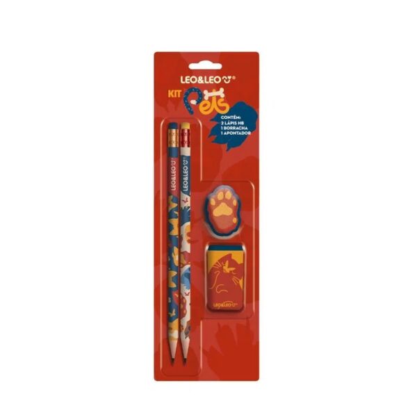 Kit Lápis Pets 2 Lápis/Apontador/Borracha - Leoeleo