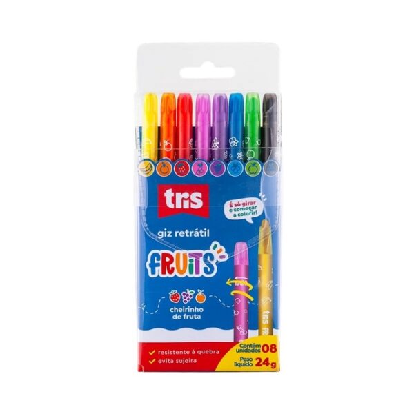 Giz de Cera Retrátil Fruits com Cheirinho Tris