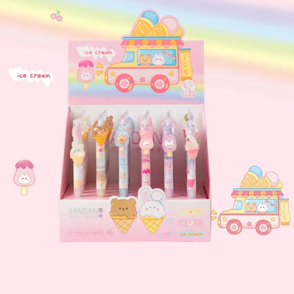 Caneta em gel Kawaii Sorvete, Doces e Animais