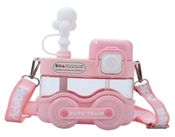 Garrafa D'água Squeeze Infantil - Trem Fofo Com Alça 530ml