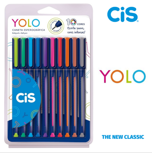 Kit de Canetas Esferográficas Yolo Cis 0.7 mm 10 cores