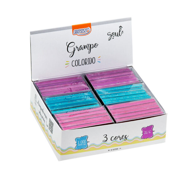 Grampo Colorido 26/6 c/1000 BRW