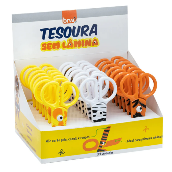 Tesoura Escolar Sem Lâmina 13cm Pet Zoo - BRW