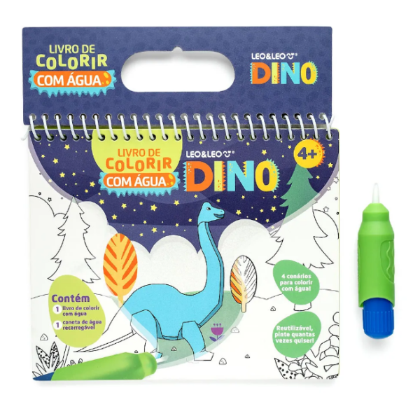 Livro De Colorir Com Água Dino LeoeLeo
