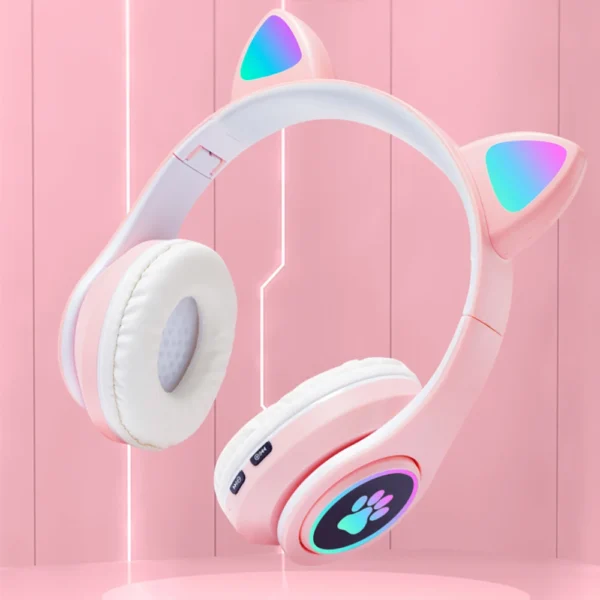 Headphone Fone Infantil Altomex Bluetooth Com Led Gatinho Azul