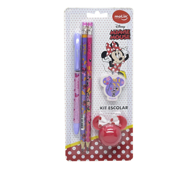 Kit Escolar Minnie com 5 itens MoLin