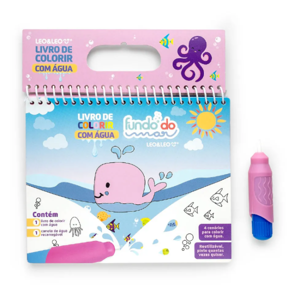 Livro De Colorir Com Água Fundo do Mar