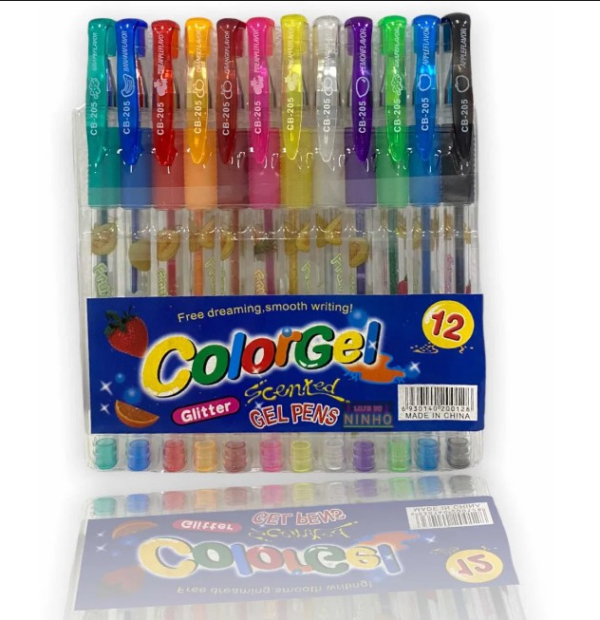 Kit Canetinhas Coloridas Perfumadas Glitter