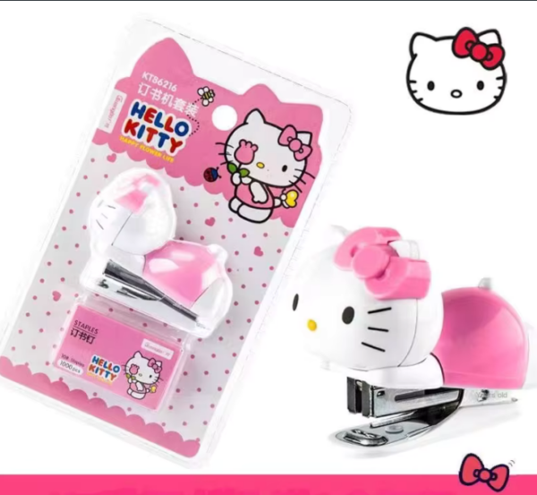 Mini Grampeador Com Grampos Sanrio Hello Kitty Rosa