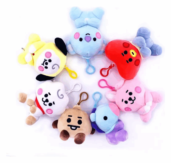 Chaveiro Pelúcia Kpop Bts BT21 Armys Tata, Chimmy, RJ, Shooky, Koya, Cooky, Mang e Van.