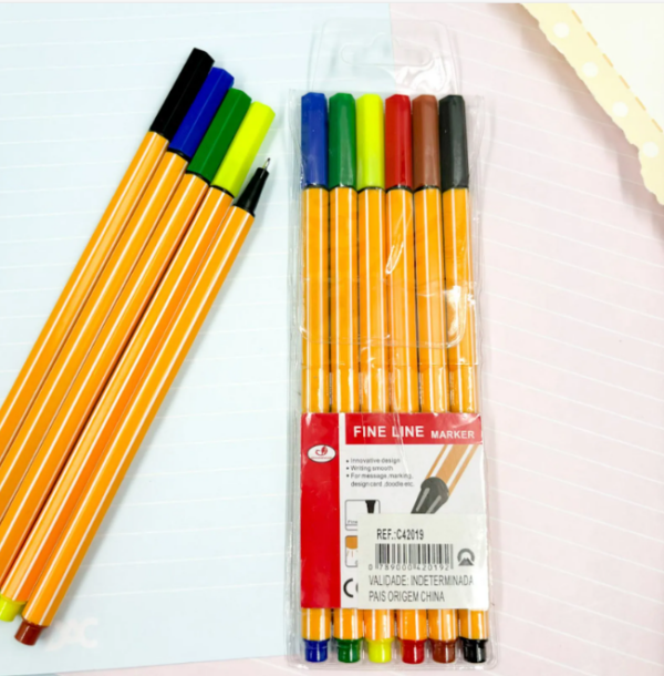 Caneta Fineliner Marker 6 Cores