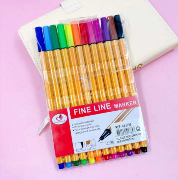 Caneta Fine Line Marker Kit 12 Und