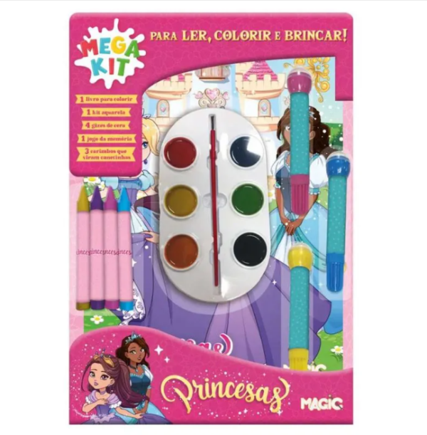 Livro Infantil Princesas Mega KIT Ler e Colorir