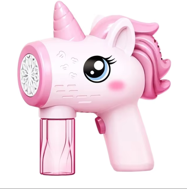Pistola de bolhas elétrica unicórnio Led - Rosa