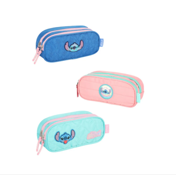 Estojo Duplo Stitch Tecido Azul - Luxcel