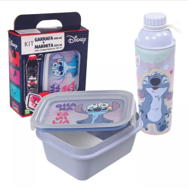 Kit Garrafa Marmita Stitch