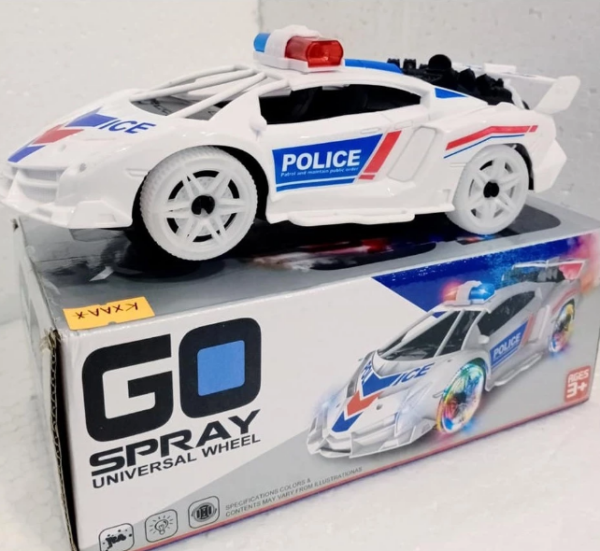 Carro De Polícia Que Solta Fumaça - Cor Branco