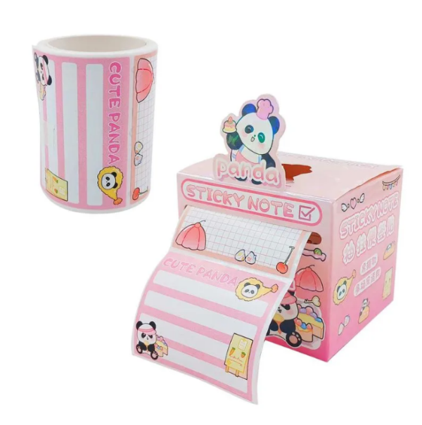 Caixinha de Mesa c/ Bloco de Notas Autocolantes Panda Kawaii