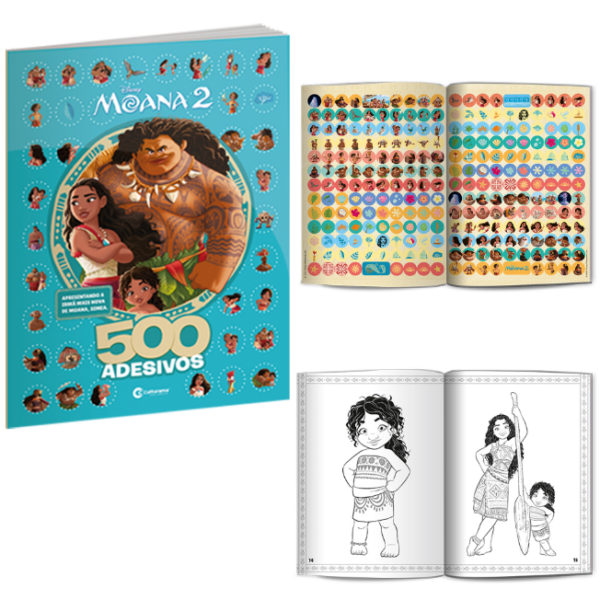 500 Adesivos Moana 2 - Livro De Atividades + Desenhos Para Colorir
