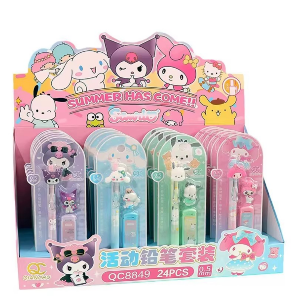 Kit Escolar Lapiseira Grafite 0.5mm + Borracha Turma Sanrio