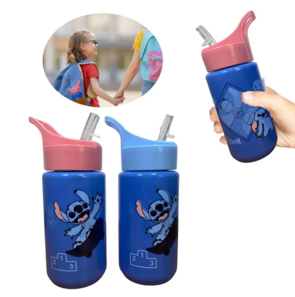 Garrafa Squeeze Stitch com tampa rosa - 500ml