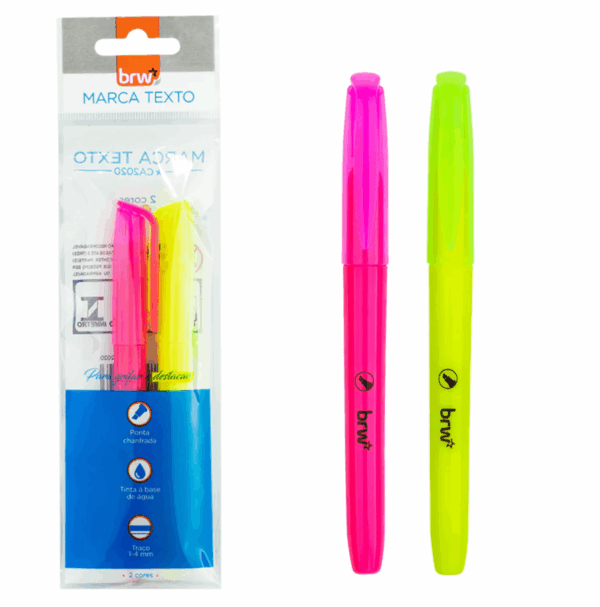 Marca Texto Fluorescente C/ 2UN - Amarelo e Rosa BRW
