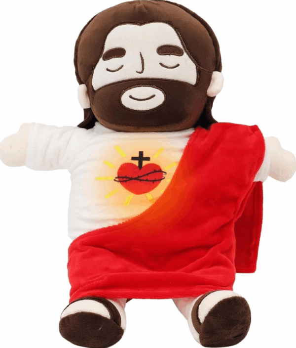 Jesus De Pelúcia Que Respira C/ Luz e Som Calmante