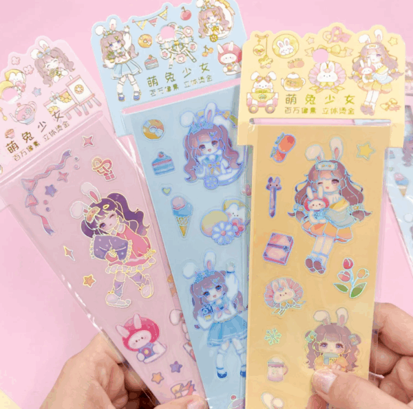 Cartelão de Adesivos c/ Hot Stamping Menininhas