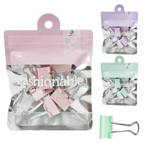 Kit Binder Prendedor de Papel Tons Pasteis - 25mm