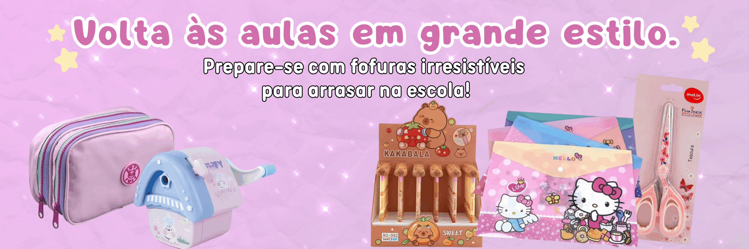 Cartaz de Volta às Aulas Empresas e Varejo Vendas e Promoções Gráfico Clean em Azul Rosa e Roxo