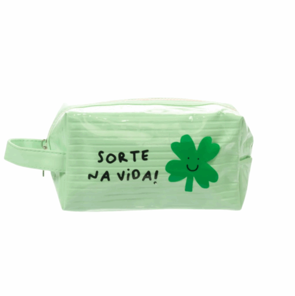 Necessaire Emborrachada Bauzinho Verde Sorte Na Vida! – Floriê