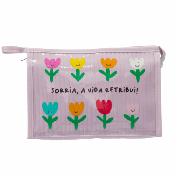 Necessaire Emborrachada Dia a Dia Lilás Sorria, A Vida Retribui! – Floriê