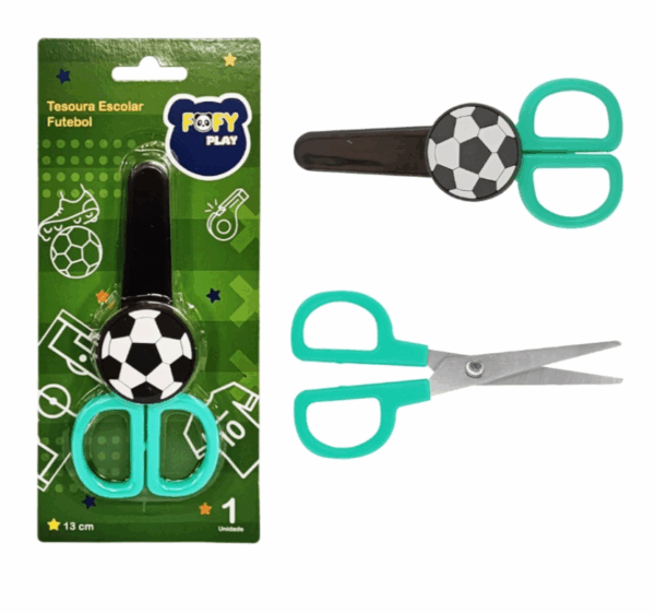 Tesoura Escolar Futebol Fofy