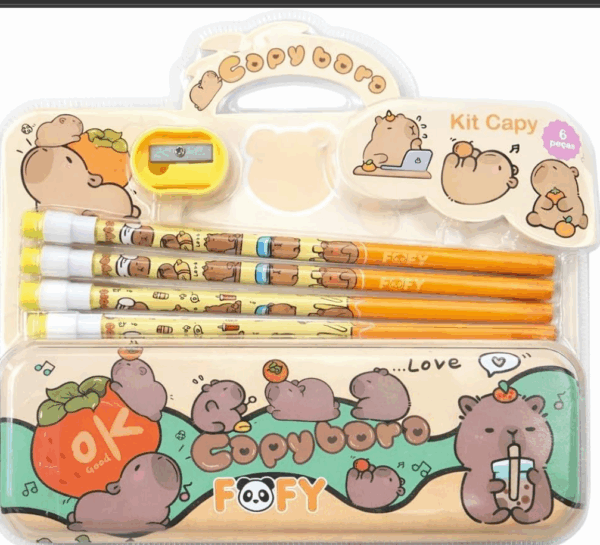 Kit Escolar Capivara 6 Peças - FOFY