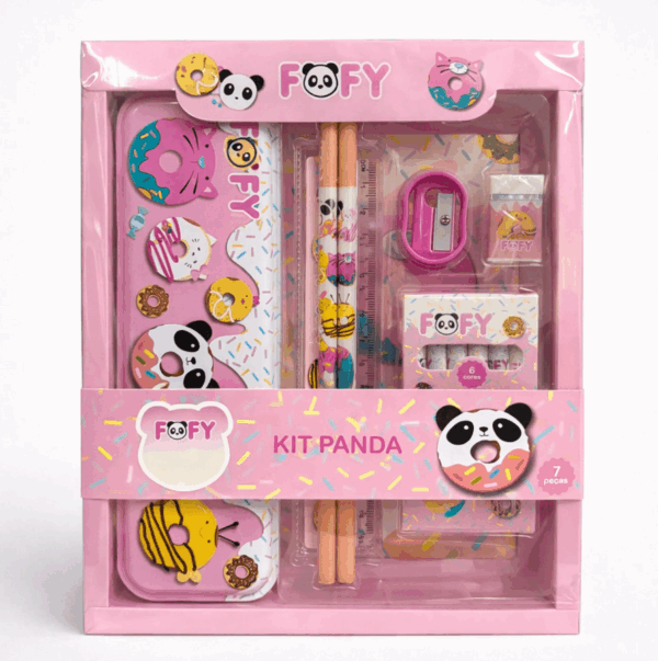 Kit Escolar Panda 12 Peças - FOFY